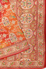 Red Multi Bandhani Georgette Khadi  Blended Saree