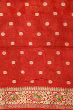 Red Multi Bandhani Georgette Khadi  Blended Saree