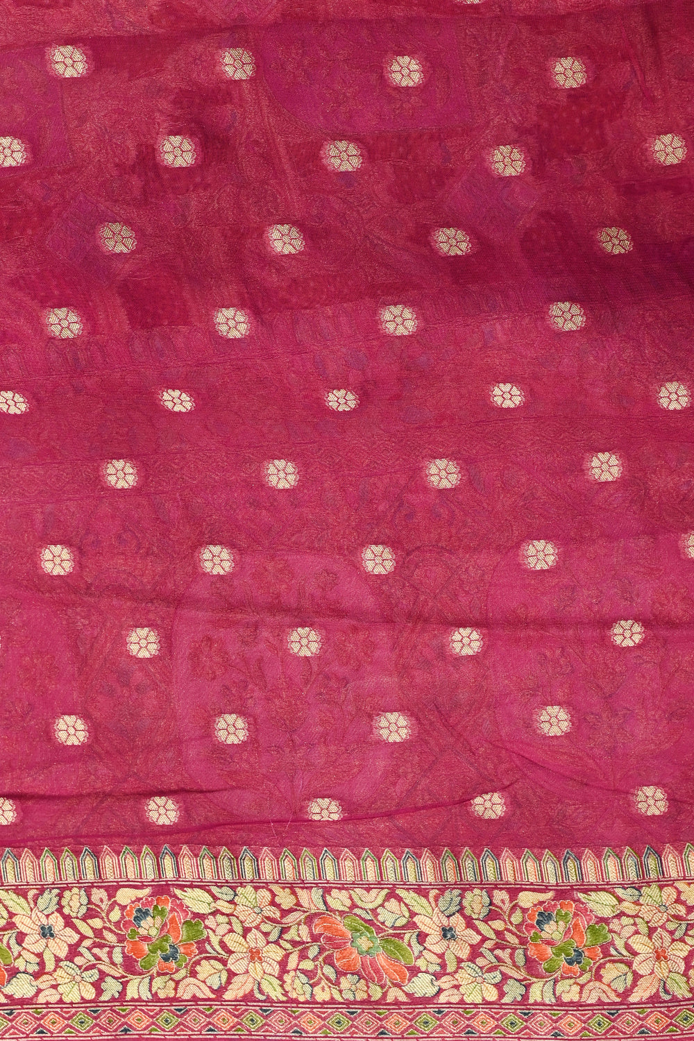 Pink Multi Bandhani Georgette Khadi  Blended Saree