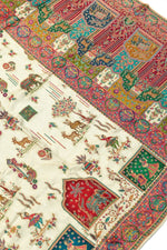 Cream White Kalamkari Moonga Silk  Blended Saree