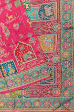 Magenta Pink Kalamkari Moonga Silk  Blended Saree