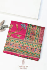Hot Pink Kalamkari Moonga Silk  Blended Saree