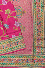 Hot Pink Kalamkari Moonga Silk  Blended Saree
