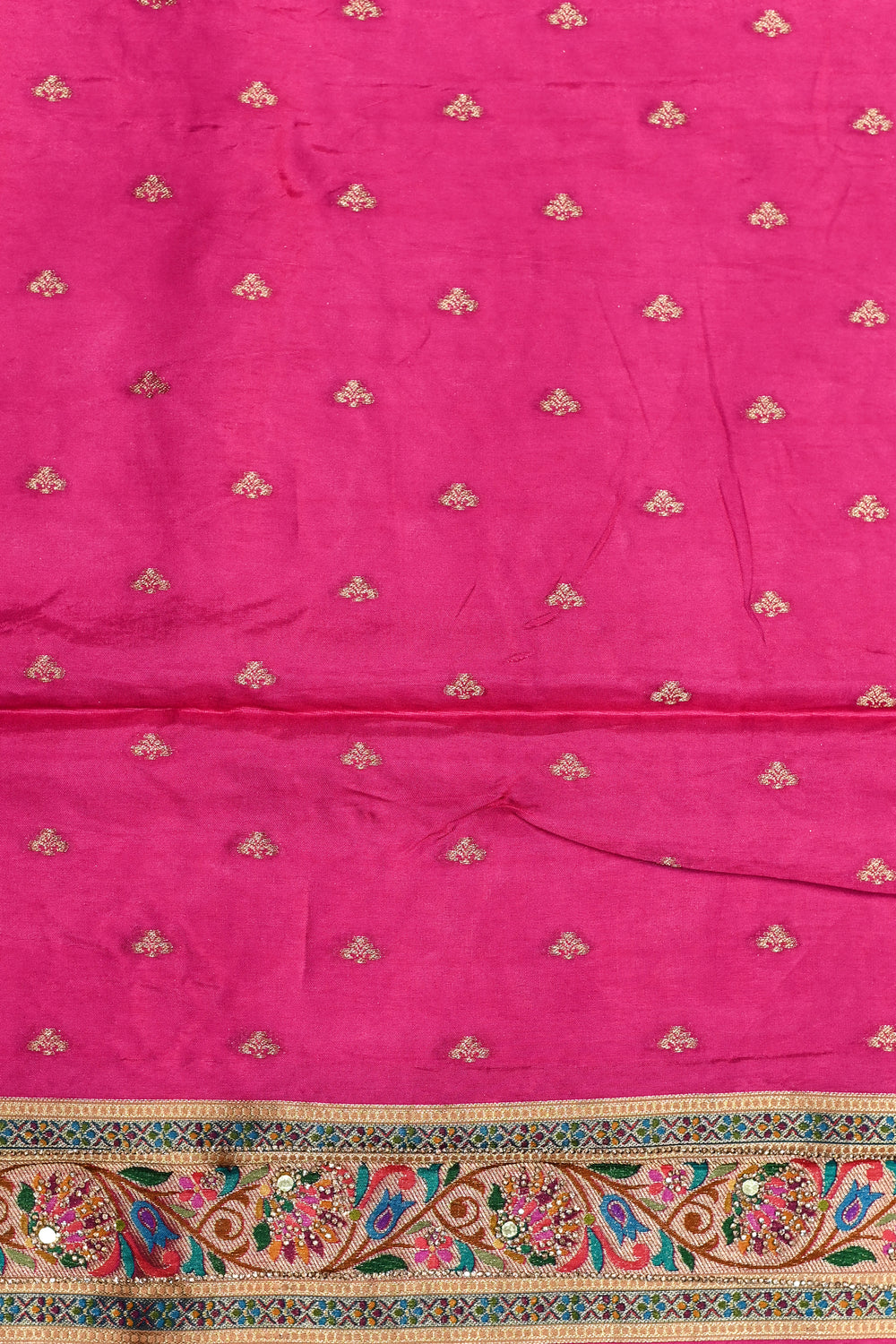 Hot Pink Kalamkari Moonga Silk  Blended Saree