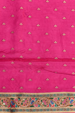 Hot Pink Kalamkari Moonga Silk  Blended Saree