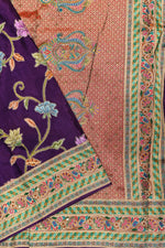 Purple Wine Kalamkari Moonga Silk  Blended Saree