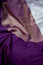 Boyseberry Purple Plain Katan Silk Handwoven Banarasi Saree