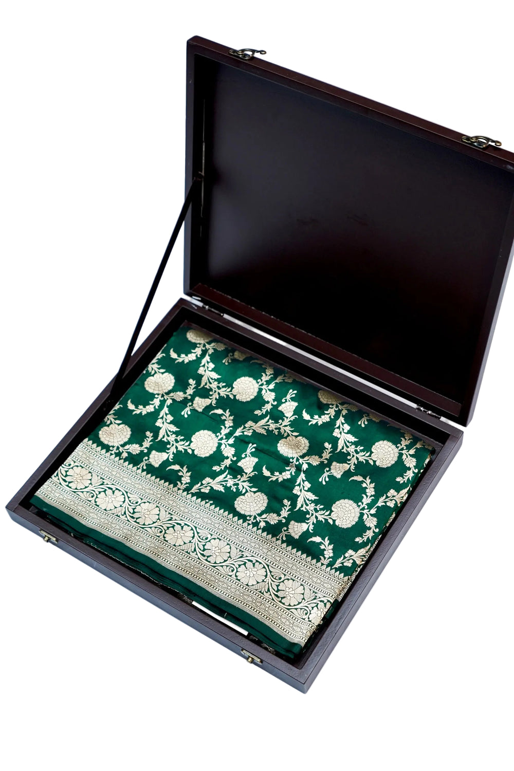 Basil Green Jaal Katan Silk Handwoven Banarasi Saree
