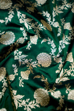 Basil Green Jaal Katan Silk Handwoven Banarasi Saree