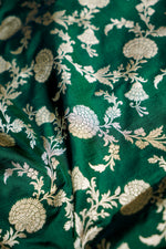 Basil Green Jaal Katan Silk Handwoven Banarasi Saree
