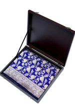 Indigo Blue Jaal Katan Silk Handwoven Banarasi Saree