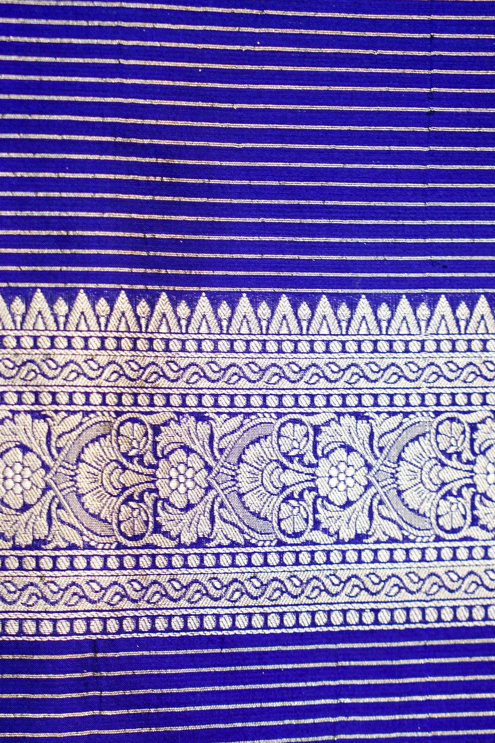 Indigo Blue Jaal Katan Silk Handwoven Banarasi Saree