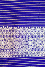 Indigo Blue Jaal Katan Silk Handwoven Banarasi Saree