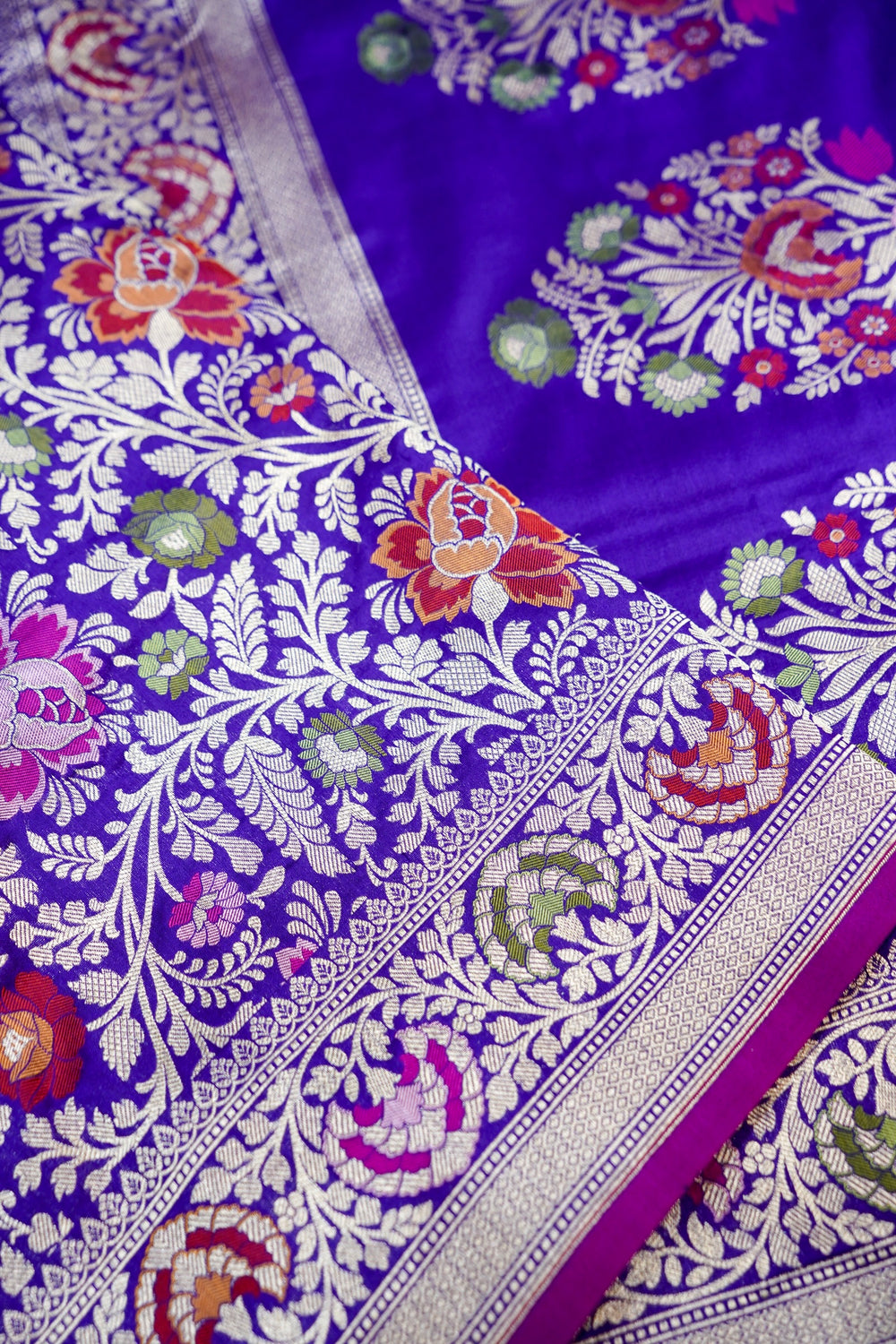 Violet Purple Khimkhab Katan Silk Handwoven Banarasi Saree