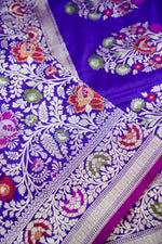 Violet Purple Khimkhab Katan Silk Handwoven Banarasi Saree