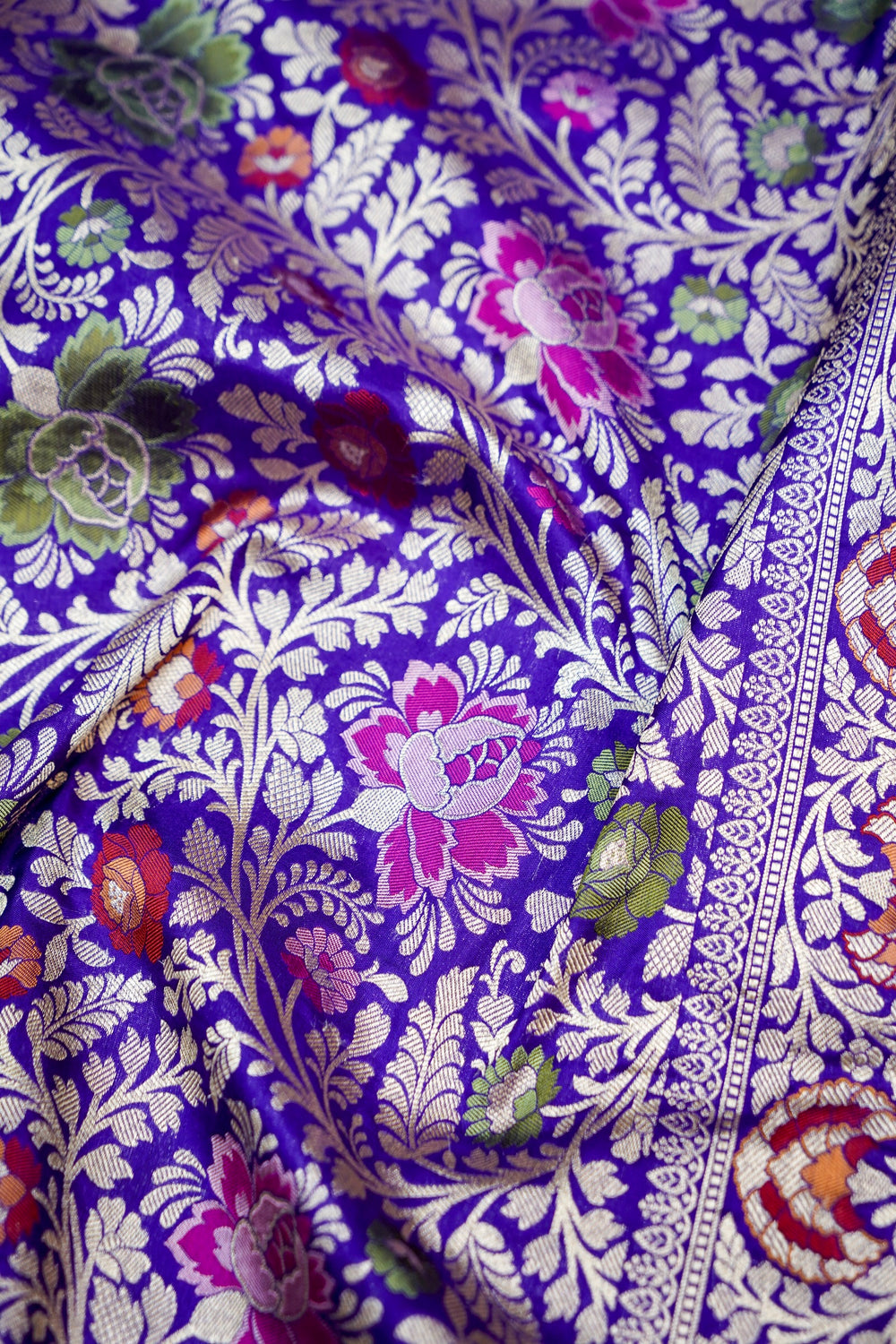 Violet Purple Khimkhab Katan Silk Handwoven Banarasi Saree
