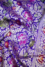 Violet Purple Khimkhab Katan Silk Handwoven Banarasi Saree