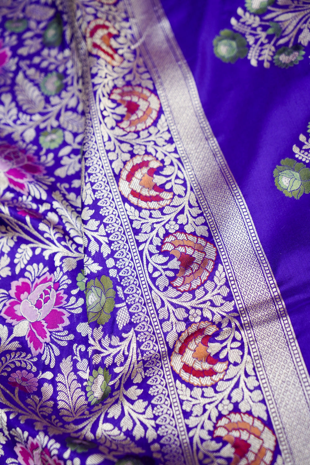 Violet Purple Khimkhab Katan Silk Handwoven Banarasi Saree