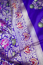 Violet Purple Khimkhab Katan Silk Handwoven Banarasi Saree