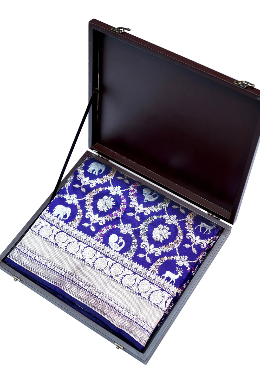 Berry Blue Meenakari Katan Silk Handwoven Banarasi Saree