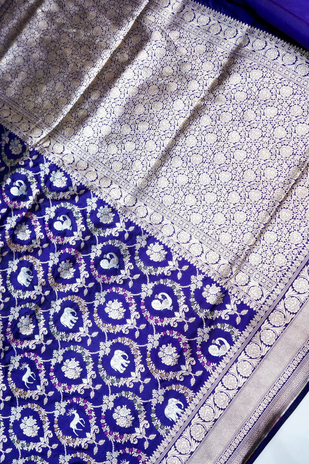 Berry Blue Meenakari Katan Silk Handwoven Banarasi Saree
