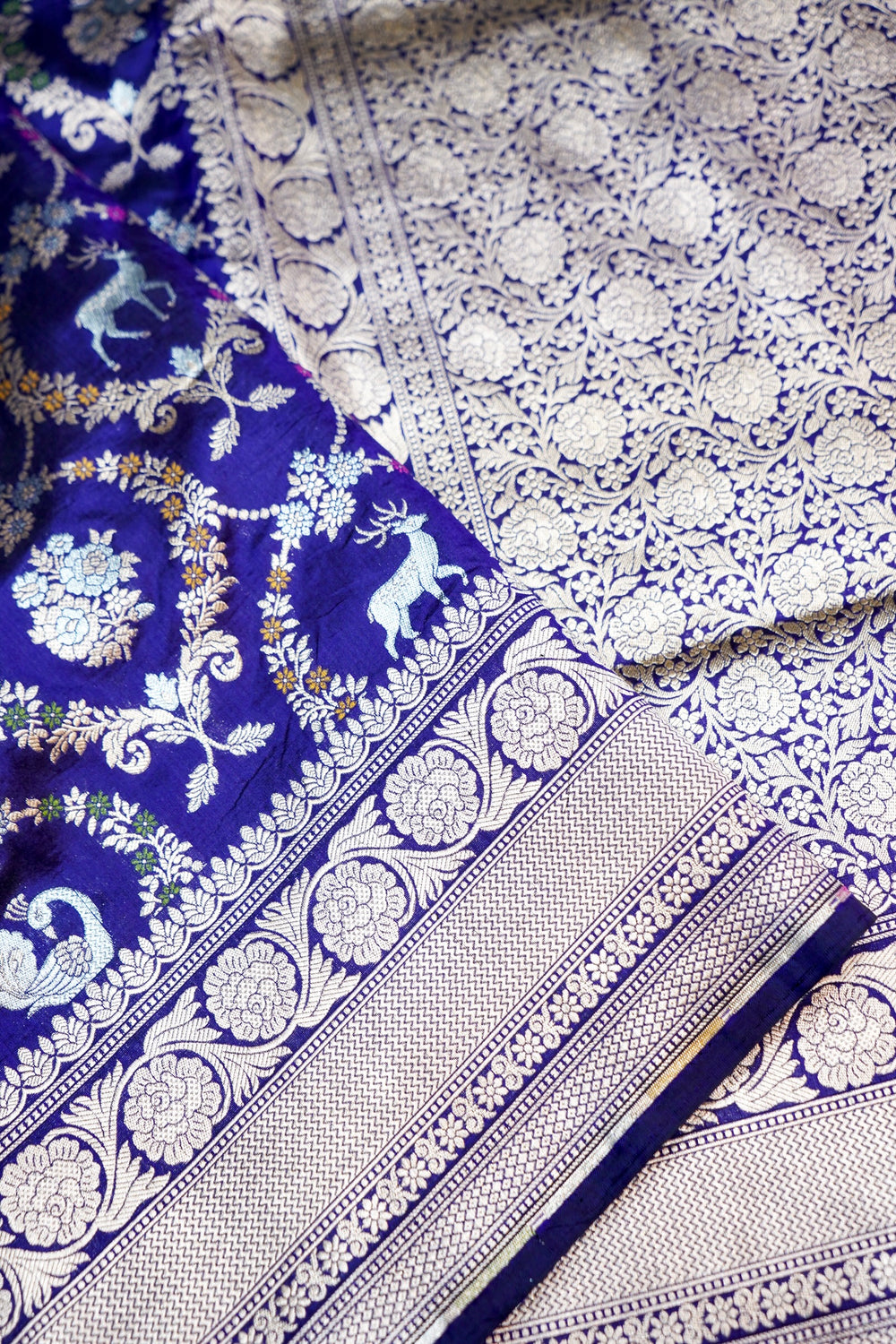 Berry Blue Meenakari Katan Silk Handwoven Banarasi Saree