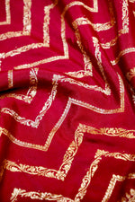 Berry Red Geometric Crepe  Handwoven Banarasi Saree