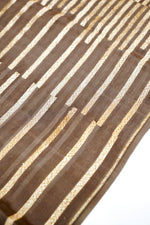 Tawny Brown Stripe Crepe Handwoven Banarasi Saree