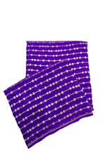 Violet Purple Stripe Crepe  Handwoven Banarasi Saree