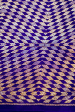 Violet Purple Stripe Crepe  Handwoven Banarasi Saree