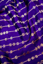 Violet Purple Stripe Crepe  Handwoven Banarasi Saree