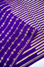 Violet Purple Stripe Crepe  Handwoven Banarasi Saree