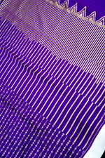 Violet Purple Stripe Crepe  Handwoven Banarasi Saree