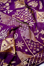 Wine Purple Geometric Crepe  Handwoven Banarasi Saree
