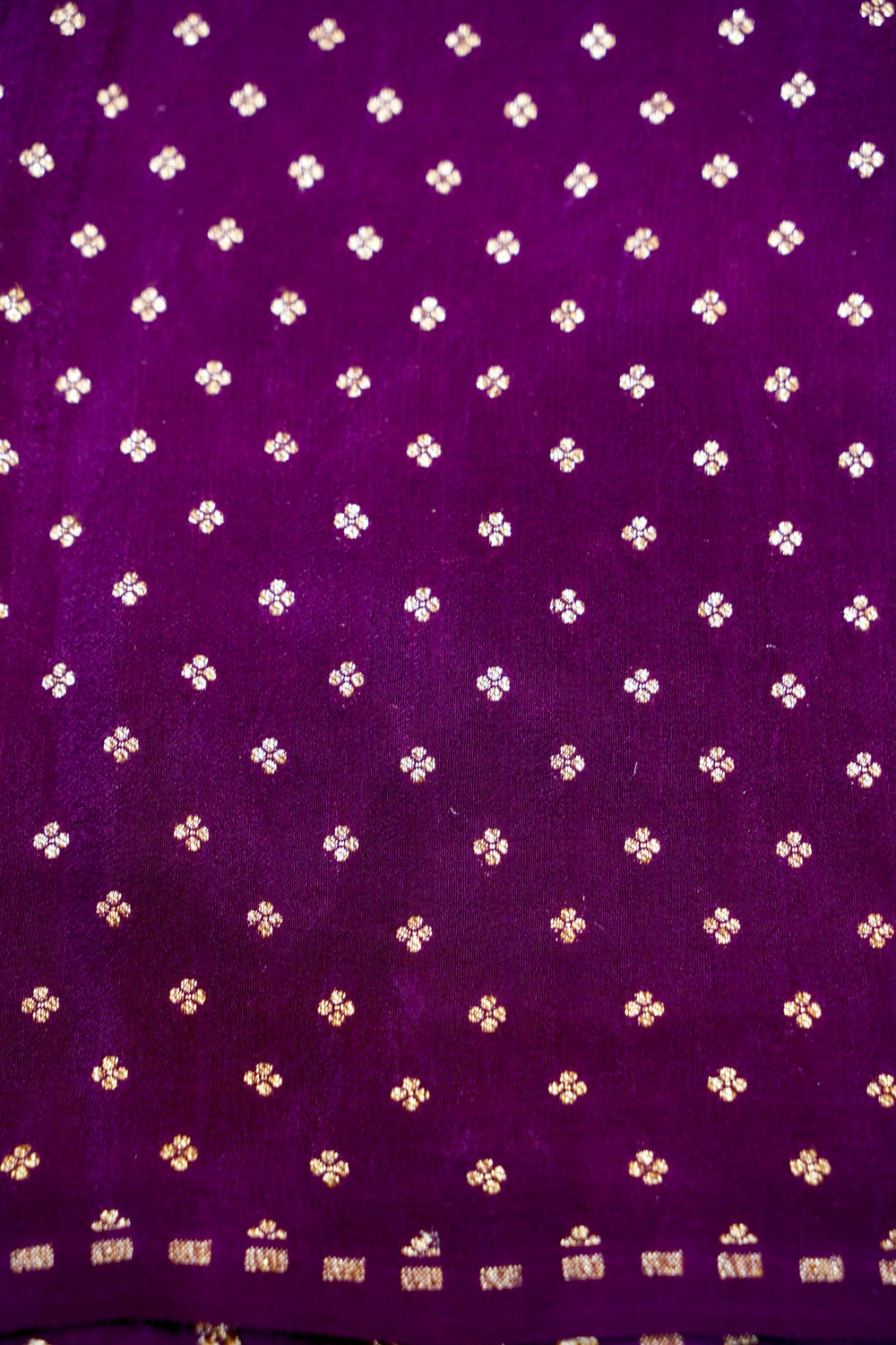 Wine Purple Geometric Crepe  Handwoven Banarasi Saree