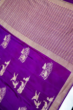 Violet Purple Motif Crepe  Handwoven Banarasi Saree
