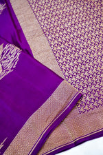 Violet Purple Motif Crepe  Handwoven Banarasi Saree