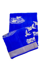 Cosmic Blue Motif Crepe  Handwoven Banarasi Saree