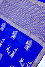 Cosmic Blue Motif Crepe  Handwoven Banarasi Saree