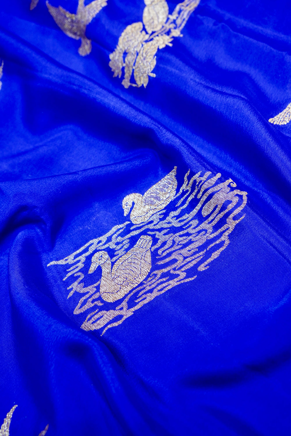 Cosmic Blue Motif Crepe  Handwoven Banarasi Saree