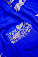 Cosmic Blue Motif Crepe  Handwoven Banarasi Saree