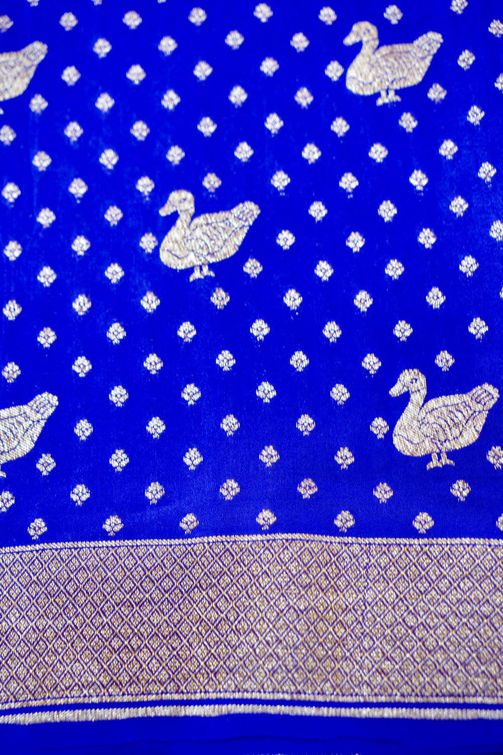 Cosmic Blue Motif Crepe  Handwoven Banarasi Saree