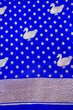 Cosmic Blue Motif Crepe  Handwoven Banarasi Saree
