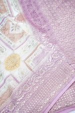 Blush Pink Rangkat Georgette Khaddi  Handwoven Banarasi Saree