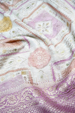 Blush Pink Rangkat Georgette Khaddi  Handwoven Banarasi Saree