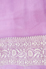 Blush Pink Rangkat Georgette Khaddi  Handwoven Banarasi Saree