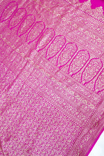 Fuschia Pink Brocade Crepe  Handwoven Banarasi Saree