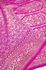 Fuschia Pink Brocade Crepe  Handwoven Banarasi Saree