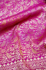 Fuschia Pink Brocade Crepe  Handwoven Banarasi Saree