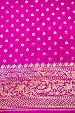 Fuschia Pink Brocade Crepe  Handwoven Banarasi Saree